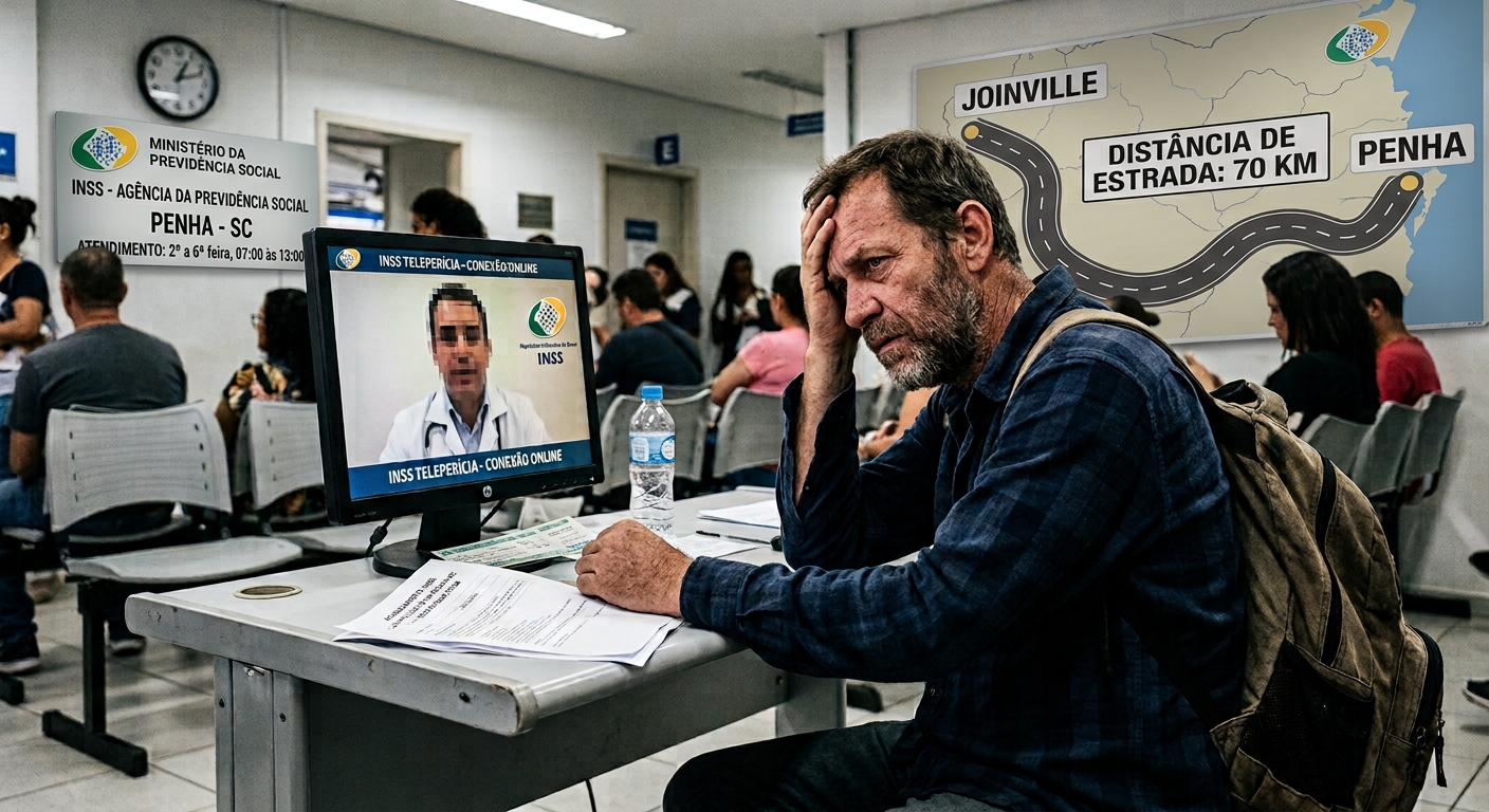 Absurdo no Governo Lula: INSS faz trabalhador de Joinville viajar 140 km para fazer perícia médica em Penha, que foi realizada de forma online.